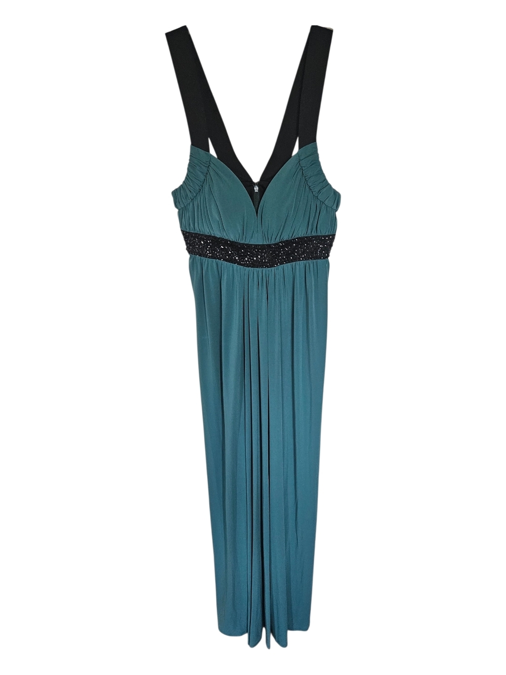 BCBG Paris Teal Maxi Dress with Black Accents